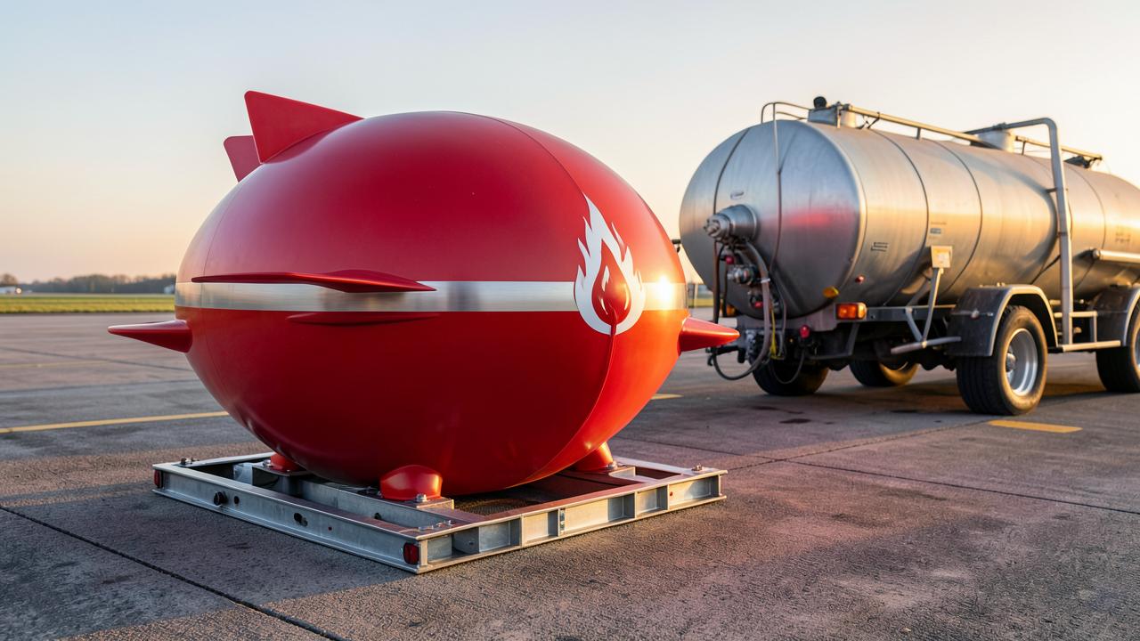 Large QuenchPod AIR unit on a loading cradle beside an air tanker