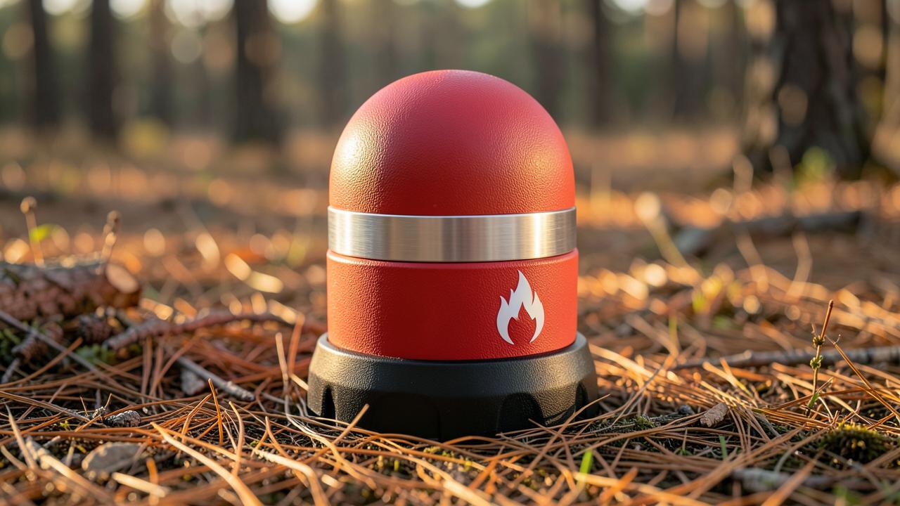 QuenchPod WILD ruggedised unit placed on dry forest floor